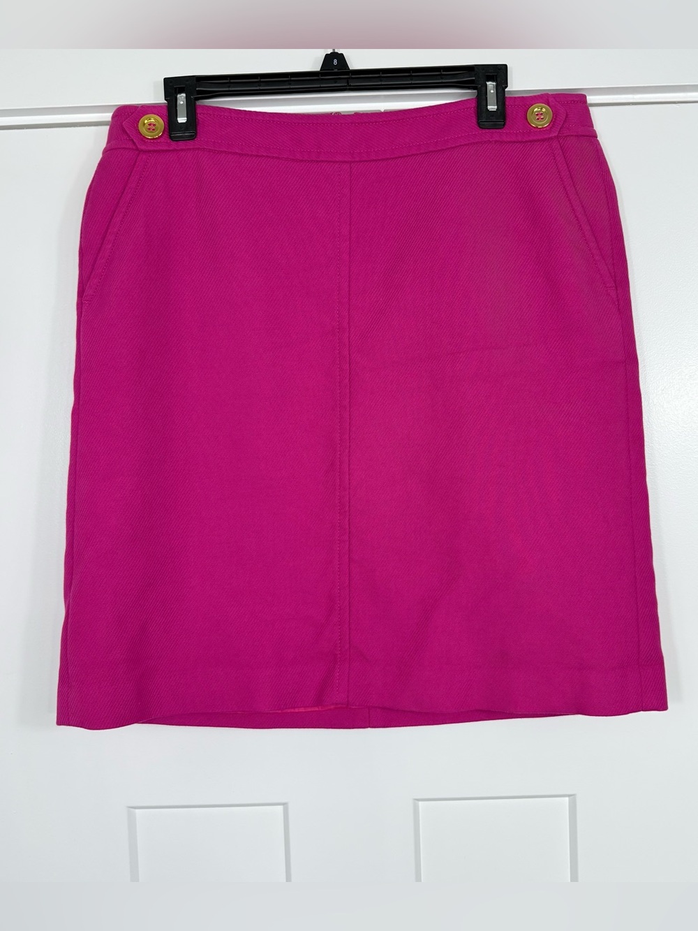 Talbots Petites A-Line Skirt Gold Button Hot Pink Cotton Women’s Size 14P